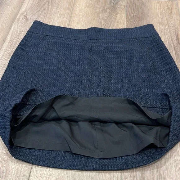 NWT LOFT Navy Blue Woven Sweater Skirt Size 4 Pockets Tweed Career Office - Picture 14 of 16